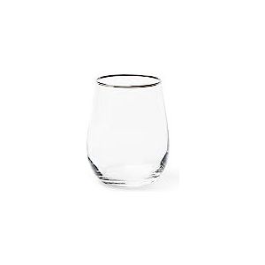 Excelsa Platinum Set van 6 waterbekers, mondgeblazen glas, rand zilver, 470 ml