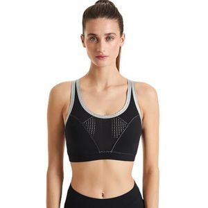 Sàpopa Sportbeha voor dames, zwart/zilver, gemiddelde ondersteuning