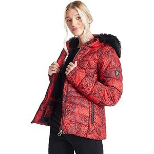 Dare 2b Glamorize II ski-jas, isolerend, waterdicht en ademend, met afneembare capuchon en sneeuwvanger, waterdichte jassen voor dames, Seville Red, FR: S (maat fabrikant: 10)