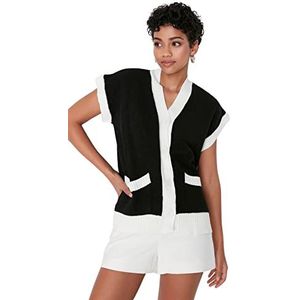 TRENDYOL Women's Pocket Detailed Knitwear Sweater, Black, S, zwart, S