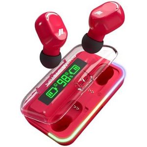 Music Hero TWS Draadloze hoofdtelefoon met oplaadhoes, lcd-display, ingebouwde microfoon, muziek en oproepen gedurende 3 uur, touch-bediening, roze