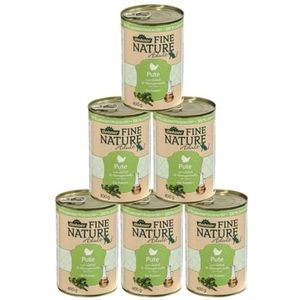Dehner Fine Nature Kattenvoer voor volwassenen, levensmiddelenkwaliteit, kalkoen, 6 x 400 g (2,4 kg)