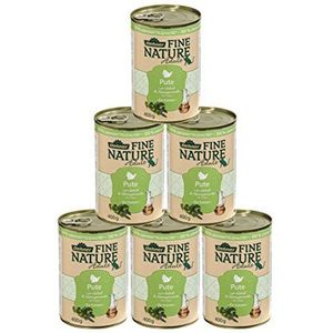 Dehner Fine Nature Kattenvoer voor volwassenen, levensmiddelenkwaliteit, kalkoen, 6 x 400 g (2,4 kg)