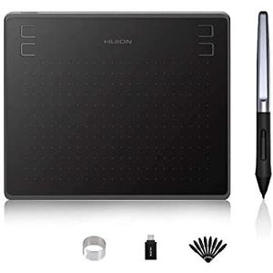 Huion HS64 Digitale Grafische Tablets, Ondersteuning voor Android, OSU, 6,3x4 Inch Tekentablet met 4 Sneltoetsen, 8192 Batterijloze Stylus, Ideaal voor Beginners