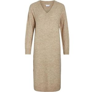 VIMA - V-hals L/S Knit Jurk - Natural Melange - Tricot Jurken