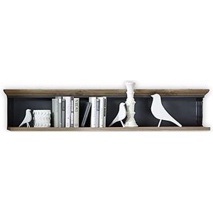 Stella Trading JASMIN Wandboard in Artisan eiken-look, grafiet, hoogwaardig en veelzijdig wandrek in landelijke stijl, 142 x 29 x 20 cm (b x h x d)