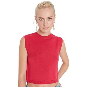 TRENDYOL Dames Bicycle Collar Cotton Knitwear Sweater, Fuchsia, S, fuchsia, S