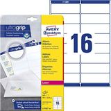 AVERY Zweckform L7162-40 adresetiketten/adreslabelstickers (640 etiketten met ultragrip, 99,1x33,9 mm op A4, bedrukbaar, zelfklevend, voor DIN lange brievenenveloppen, mat papier) 40 vellen, wit