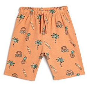 Koton Boys's T-shirt bedrukte mouw ronde hals katoenen shorts, Oranje Design (2d0), 5-6 Jaar