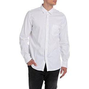 Replay Herenhemd, regular fit, 001, wit, S