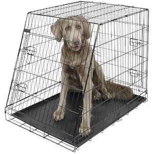 Kerbl Schuin hondenkooi voor honden, inklapbaar, 2 deuren, 92 x 63 x 74 cm, zwart