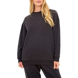 M17 Womens dames gerecycled oversized sweatshirt zachte gezellige casual lange mouwen top trui trui trui ronde hals trui, Zwart, S