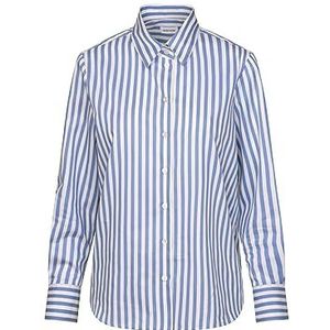 Seidensticker Damesblouse, modieuze blouse, regular fit, hemdblousekraag, lange mouwen, 100% katoen, blauw, 36