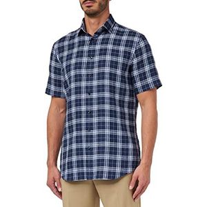 Seidensticker Men's Shaped Fit Shirt met korte mouwen, blauw, 39, blauw, 39