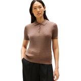 Tommy Hilfiger S/S Polo voor dames, Bruin (Hot Coco), XXS