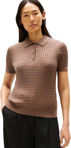 Tommy Hilfiger S/S Polo voor dames, Bruin (Hot Coco), XXS