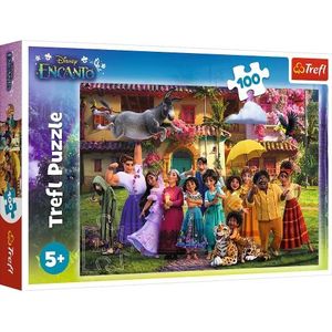 Trefl - Encanto, Magie wacht in Encanto - Puzzel 100 Elementen - Kleurrijke Puzzels met de Helden van het Sprookje Onze Magische Encanto, Leuk voor kinderen vanaf 5 jaar