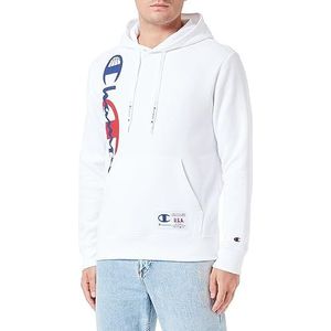 Champion Legacy Basketball - Powerblend fleece sweatshirt met capuchon, wit/donkerrood, XL heren FW23, Bianco/Rosso Scuro, XL