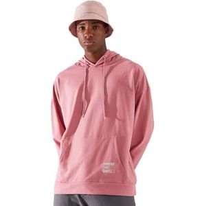 Trendyol Man Basics-sweatshirt van jersey met capuchon, groot, droogroze, S voor heren, droog roze, S