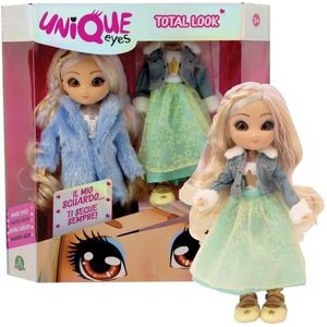 Unique Eyes - 25 cm hoge bewegende pop met grote magische en diepe ogen, volgt je blik, Rebecca Fashion pop met extra outfit, voor meisjes vanaf 3 jaar, Giochi Preziosi, MYM01300