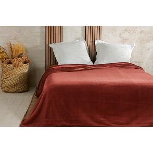 LINDER - Sprei - Terracotta - Fluweel - Wafelpatroon - 240 x 260 cm
