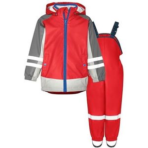 Playshoes Regenset, tweedelig, 3-in-1 regenjas en regenbroek, waterdicht, 3-in-1 rood-rood, 80