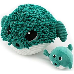 Les Déglingos - Gobetou Le Fish Globe Maman en haar baby - Groen - Les PTIPOTOS - Zachte knuffel voor baby - Baby pluche dier - geboortecadeau - 30 cm
