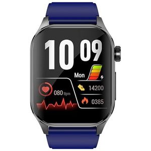 Knauermann PRO 3 (2024) zwart - gezondheidshorloge smartwatch met telefoonfunctie - OSRAM sensoren - ECG + HRV-functie - BT Bluetooth - slaapapneu - bloeddruk - siliconen band blauw, 14-24, zwart,