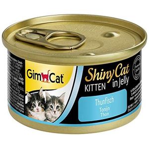 GimCat ShinyCat Kitten in Jelly tonijn - Natvoer met vis en taurine, voor jonge katten - 24 blikken (24 x 70 g)