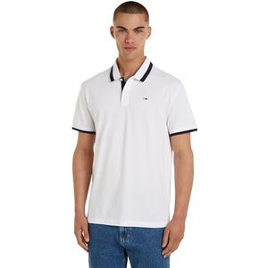 Tommy Jeans Heren TJM Reg Solid Tipped Polo S/S, Wit, XXL grote maten tall