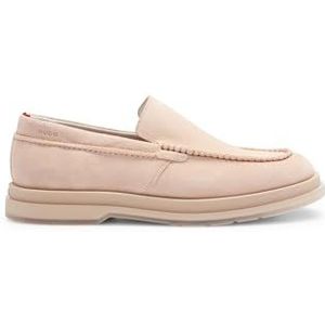 HUGO Chaol loafers voor heren, van suède met transparante rubberen zool, Open pink692, 46 EU