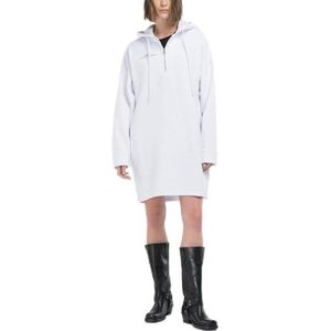 Replay Oversized sweatshirt-jurk met capuchon voor dames, 001, wit, L