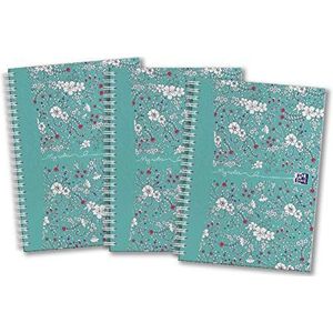 Oxford My Notes Floral A5 harde kaft draadgebonden notitieboek, gelijnd, 140 pagina's, Scribzee ingeschakeld, Pack van 3