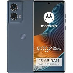 Motorola edge50 Fusion Smartphone (6,7 inch FHD+ POLED-display, 50 MP camera, 8/256 GB, 5000 mAh, incl. 68W oplader, Android 14) Forest Blue, incl. beschermhoes + telefoonhouder [Exclusief bij Amazon]
