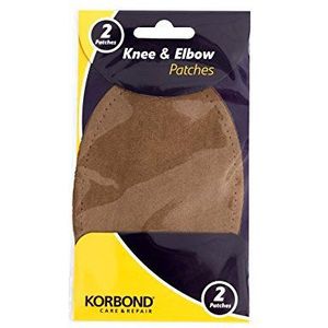Korbond 2 stuks bruine knie-, elleboog- en reparatiepleisters, 0,3 x 10,2 x 18 cm - strijken of naaien - bedek scheuren, gaten en tranen of versterk versleten materiaal - machinewasbaar, synthetisch,