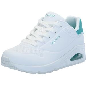 Skechers Dames Uno Pop Back, Witte Durabuck Mint Suede Trim, 37.5 EU