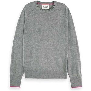 Scotch & Soda Basic Crew Neck Pullover voor dames, Mid Grey Melange 6653, XS