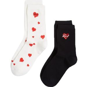 KARL LAGERFELD B.V k/heart mixed socks (2 stuks), Cannoli Cream-Black, One size, Cannoli Cream-Black, One size