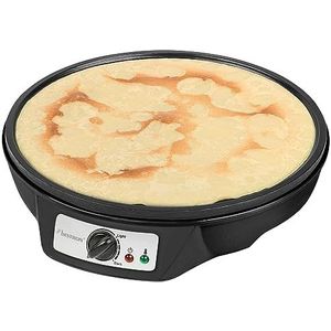 Bestron Crepe Maker voor crêpes met Ø 30cm, pannenkoekenmaker incl. deegverdeler & crêpeskeerder, met antiaanbaklaag & indicatielampje, 1000 Watt, Kleur: Zwart