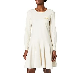 Love Moschino Dames lange mouwen A-lijn Fancy Stretch Wol en Viscose Blend Jurk