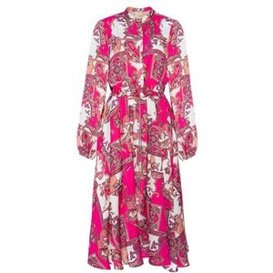 Swing Fasion Lea-jurk van amarant satijn met opstaande kraag in nauwsluitende vorm M/L (38/40) | ideaal voor doopfeesten, communies, elke dag, voor het werk, roze, 40