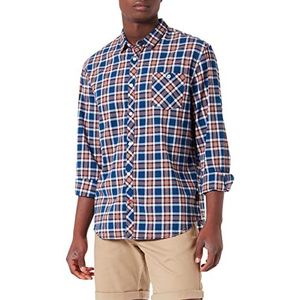 Timezone Klassiek overhemd voor heren, Blauw Oranje Check, S