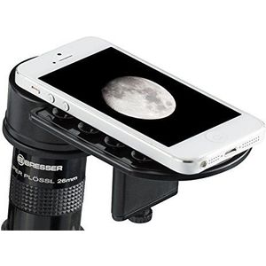 Bresser Deluxe smartphone-adapter voor telescoop en microscoop met groot instelbereik van oculairdiameter en flexibele hoogteverstelling via fijne aandrijving, zwart