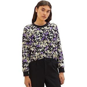 TOM TAILOR Denim Sweatshirt voor dames, 32418 - Paars Groen Bloemenprint, S