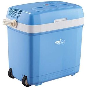 Melchioni Family ConSERVO30 Draagbare elektrische koelkast met 30 liter inhoud, warme koelschakelaar en kabel inbegrepen, met wielen en dubbele handgreep, klasse F, kleur lichtblauw