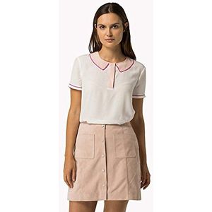 Tommy Hilfiger dames T-shirt Alice Top Ss, wit (Snow White/Rose Smoke), 38 (maat fabrikant: 2)