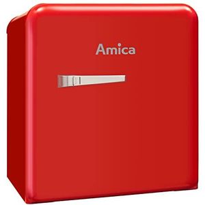 Amica KBR 331 100 R Retro Koelbox/Chili Red (rood) / 51cm (H) x 44cm (B) x 51cm (D) / Retro Design/Mini koelkast