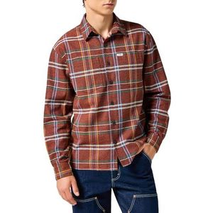 Wrangler Gerafelde geruite overhemd voor heren, Picante, M, picante, M