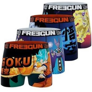 FREEGUN Nauwsluitende boxershorts (4 stuks) voor heren, blauw/paars/oranje/geel, XL