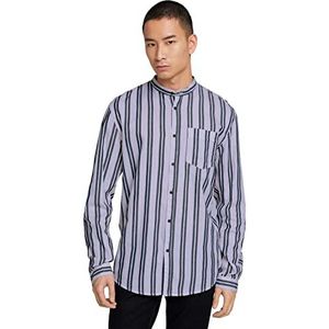 TOM TAILOR Denim Uomini Twill overhemd met borstzak 1029823, 28930 - Navy Berry Big Stripe, L